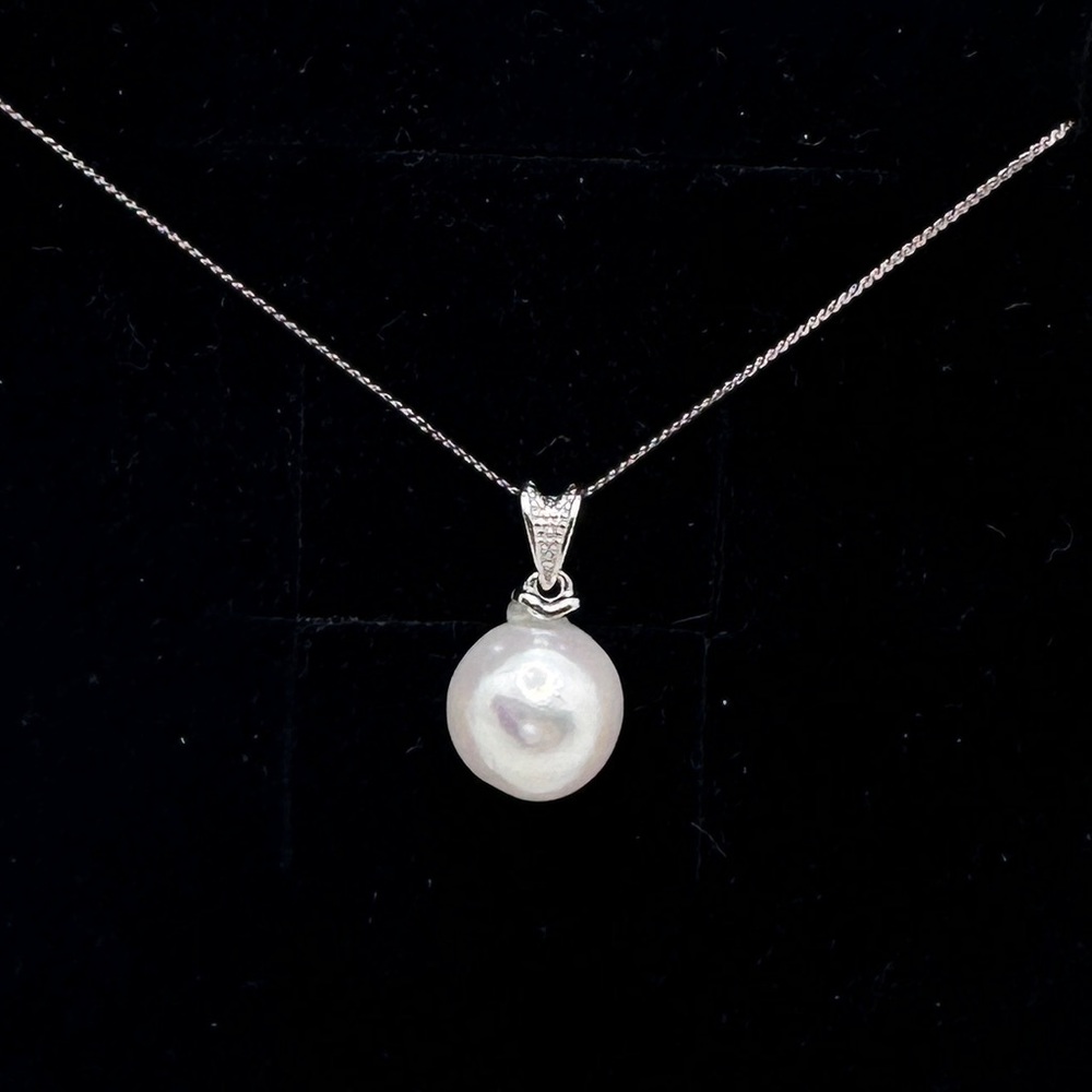 natural freshwater pearl charm sterling silver bail 8-9mm